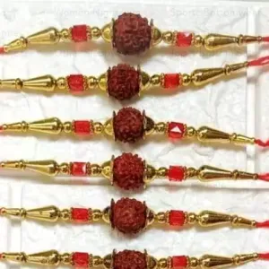 LIGHT 12 PICE RUDRAKSH RAKHI FOR BHAIYA BHABI BHAI BRO FANCY RAKHI PACK OF 12
