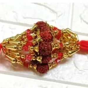 LIGHT 12 PICE RUDRAKSH RAKHI FOR BHAIYA BHABI BHAI BRO FANCY RAKHI PACK OF 12