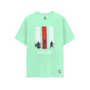 Unisex Kids’ T-Shirt  – Lime Green Rock n Roll Digital Print | Soft Cotton-Modal Blend | Breathable, Comfortable Wear for Boys & Girls