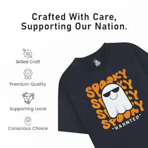 Unisex Kids T-Shirt – Spooky Haunted Digital Print, Black, Cotton-Modal Blend, Softer & More Breathable Than 100% Cotton, Boys & Girls Casual Wear