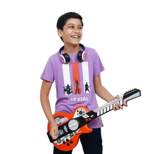 Unisex Kids’ T-Shirt  – Lime Green Rock n Roll Digital Print | Soft Cotton-Modal Blend | Breathable, Comfortable Wear for Boys & Girls