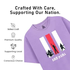 Unisex Kids’ T-Shirt  – Lime Green Rock n Roll Digital Print | Soft Cotton-Modal Blend | Breathable, Comfortable Wear for Boys & Girls