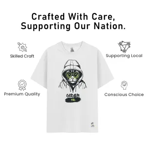 Kids’ Unisex T-Shirt  – Purple “Coder Cat” Cartoon Digital Print | Soft Cotton-Modal Blend, Breathable & Comfortable Everyday Wear, Stylish Graphic Tee for Boys & Girls