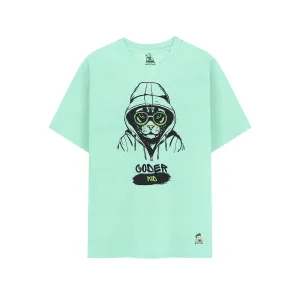 Kids’ Unisex T-Shirt  – Purple “Coder Cat” Cartoon Digital Print | Soft Cotton-Modal Blend, Breathable & Comfortable Everyday Wear, Stylish Graphic Tee for Boys & Girls