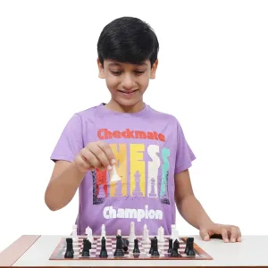 Unisex Kids’ T-Shirt | Light Green Checkmate Digital Print | Soft Cotton-Modal Blend | Stylish, Breathable & Durable Everyday Wear for Boys & Girls