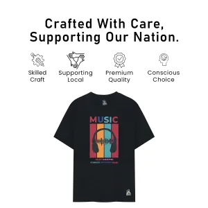 Kids’ Unisex T-Shirt  | “Music” Graphic Digital Print | Soft Cotton-Modal Blend | Breathable, Stretchable & Durable Casual Wear for Boys & Girls