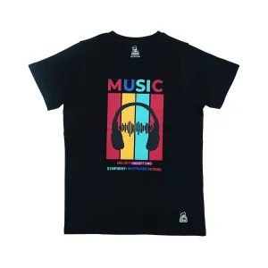 Kids’ Unisex T-Shirt  | “Music” Graphic Digital Print | Soft Cotton-Modal Blend | Breathable, Stretchable & Durable Casual Wear for Boys & Girls