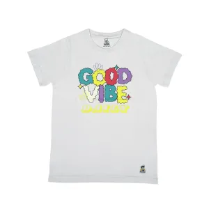 Kids’ Unisex T-Shirt for (Light Gray) “Good Vibes” Digital Print | Cotton-Modal Blend | Soft, Breathable, and Durable Casual Wear for Boys & Girls