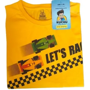 Lets Race Red Unisex Kids Cotton T Shirt for Boys and Girls