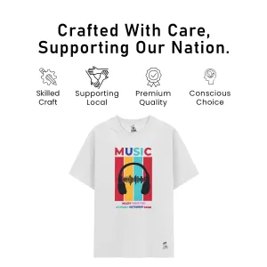Kids’ Unisex T-Shirt  | “Music” Graphic Digital Print | Soft Cotton-Modal Blend | Breathable, Stretchable & Durable Casual Wear for Boys & Girls