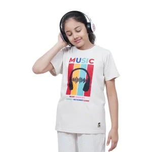 Kids’ Unisex T-Shirt  | “Music” Graphic Digital Print | Soft Cotton-Modal Blend | Breathable, Stretchable & Durable Casual Wear for Boys & Girls