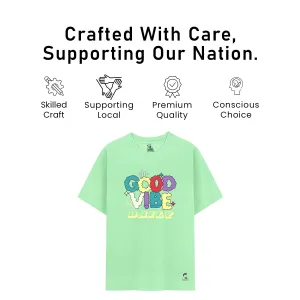 Kids Good Vibes Digital Print Cotton Modal T Shirt Light Gray