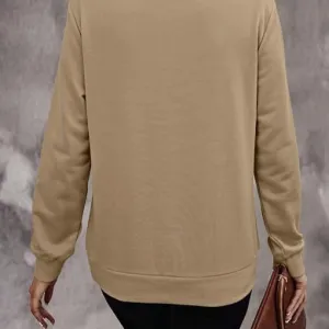 Women's Quarter Zip Pullover Sweater, Casual Long Sleeve Knit Top I Warm Fleece Zip Up Sweatshirt Hoodie for Women