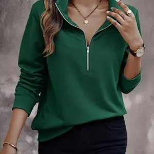 Women's Quarter Zip Pullover Sweater, Ca...