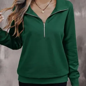 Women Quarter Zip Pullover Fleece Sweatshirt Winter Wear