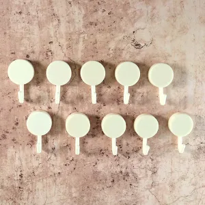 Self Adhesive Round Wall Hooks Set of 10 for Home