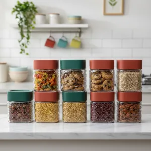 Transparent Glass Storage Jar 700ml Set of 2