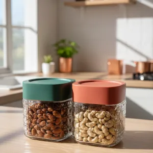 Transparent Glass Storage Jar 700ml Set of 2