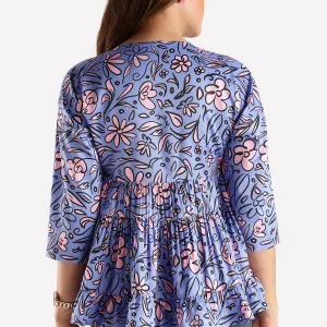 Orange Printed Top for Women Trendy Casual Wear