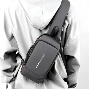 Waterproof Polyester Slim Unisex Crossbody Sling Bag Chest Anti-Theft Backpack for Men & Women | Shoulder Bag | Travel Handbag with Hard Shell Password Lock | Crossbody Backpack for Hiking, Cycling, Travel
