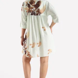 Brown Printed Shirt Dress Women Trendy Daily Wear