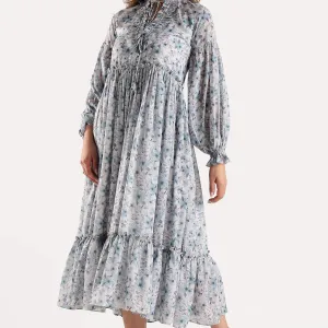 Women Ruffle Printed Dress Trendy Daywear Outfit