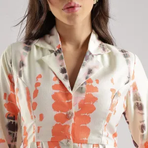 Women Shibori Midi Dress Stylish Ethnic Fusion Wear