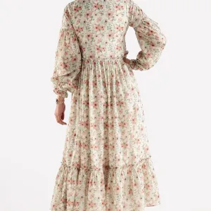 RUFFLE PRINTED DRESS