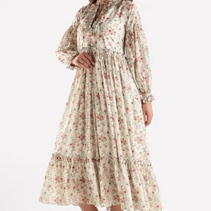 Ruffle Printed Dress for Women Stylish Casual Wear