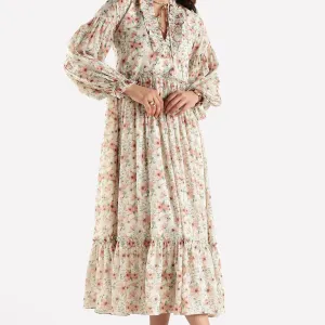 Ruffle Printed Dress for Women Stylish Casual Wear