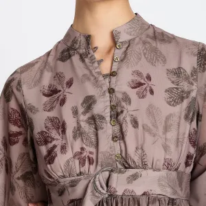 Brown Printed Mini Dress for Women Casua...