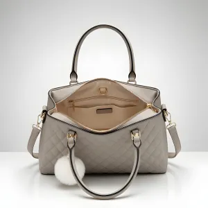 Premium Quality Women’s Stylish Handbag | Elegant PU Leather Shoulder & Tote Bag for Ladies | Spacious Multi-Compartment Design with Golden Hardware & Fur Ball Charm | Perfect for Office, Daily Use, Travel & Parties