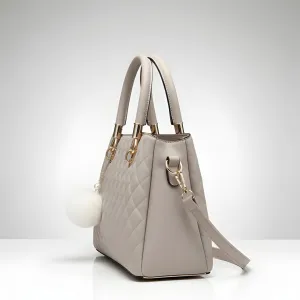 Premium Quality Women’s Stylish Handbag | Elegant PU Leather Shoulder & Tote Bag for Ladies | Spacious Multi-Compartment Design with Golden Hardware & Fur Ball Charm | Perfect for Office, Daily Use, Travel & Parties