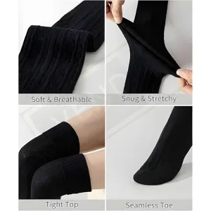 Wool Warm Thigh High Socks for Women | Knitted Thick Thermal Woolen Knee Length Socks | Over the Knee Long Socks, Boot Cuffs & Leg Warmers | Winter Wear Stockings for Girls