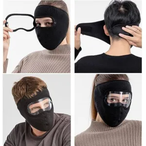 Warm Mask for Men & Women with HD Goggles | Full Face Winter Protection | Windproof Bicycle Mask | Washable Fleece Face Mask
