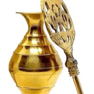 Brass Surmedani With Funnel/Kuppi And Surma Use In Eye's Makeup [Size-12-cm] Pack Of-1 Funnel, 2 Surma Packed,1 Brass Surmedani