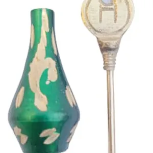 Brass Surmedani With Funnel/Kuppi And Surma Use In Eye's Makeup [Size-7-cm] Pack Of-1 Funnel, 2 Surma Packed,1 Brass Surmedani