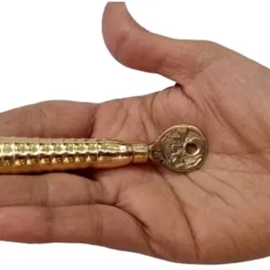 Brass Surmedani With Funnel/Kuppi And Surma Use In Eye's Makeup [Size-9-cm] Pack Of-1 Funnel, 2 Surma Packed,1 Brass Surmedani