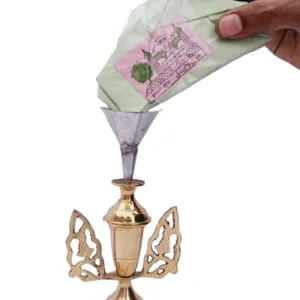 Mii Art Brass Surmedani With Funnel/Kuppi And Surma Use In Eye's Makeup [Size-15-cm]Pack Of-1 Funnel, 2 Surma Packed, 1 Brass Surmedani