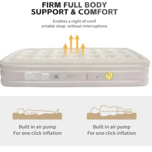 Single Air Bed, Inflatable Bed with Built-in Electric Pump, 3 Mins Quick Self-Inflation/Deflation Guest Air Mattress, Blow Up Bed for Home Portable Camping Travel 190x100x40cm 250kg MAX