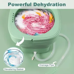 Portable Mini Foldable Washer And Spin Dryer With Small Foldable Bucket Washer For Camping, RV, Travel, And For Small-Spaces