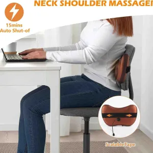 Back & Neck Massager with Heat | Deep Tissue Electric Massage Pillow for Pain Relief – Home, Car & Office Use