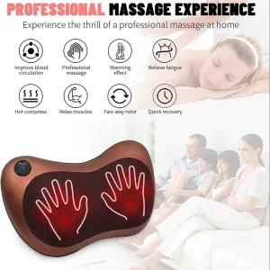 Back & Neck Massager with Heat | Deep Tissue Electric Massage Pillow for Pain Relief – Home, Car & Office Use