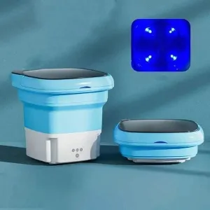 Portable Mini Foldable Washer And Spin Dryer With Small Foldable Bucket Washer For Camping, RV, Travel, And For Small-Spaces
