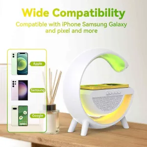 Bluetooth Speakers with 15w Wireless Mobile Charger, Rechargeable Led Desk Lamp, RGB Light and Sunrise Alarm Clock, Bedroom, Room Decor, Gift (RGB)