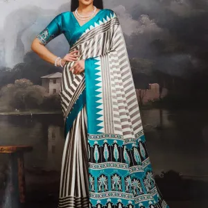 Pure Ajrakh Modal Silk Saree with BP | H...