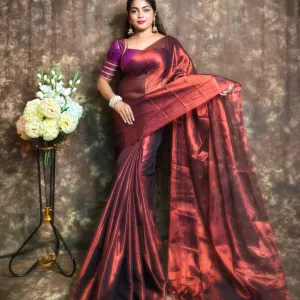 Plain Tissue Saree with Blouse Piece | E...