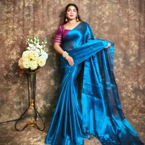 Plain Tissue Saree with Blouse Piece | E...