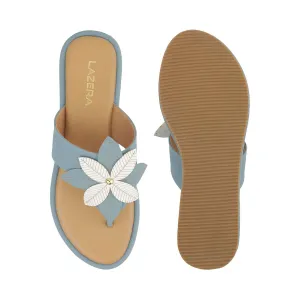 Women’s Floral Thong Flats | Slip-On Mules with Large Flower | Summer Casual