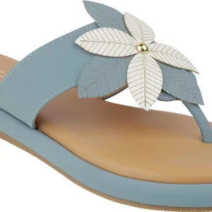 Women’s Floral Thong Flats | Slip-On Mules with Large Flower | Summer Casual